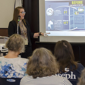 Alumni Kristina Savitske talking about food safety